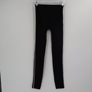QED London Super Soft Black White Leggings Fleece Lined Stretchy S NWT